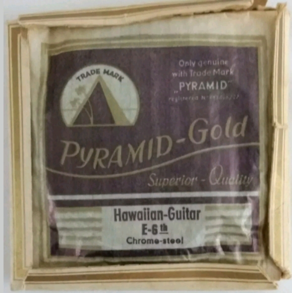 NOS 5 Pyramid-Gold Chrome Steel Hawaiian Guitar - Picture 2 of 7